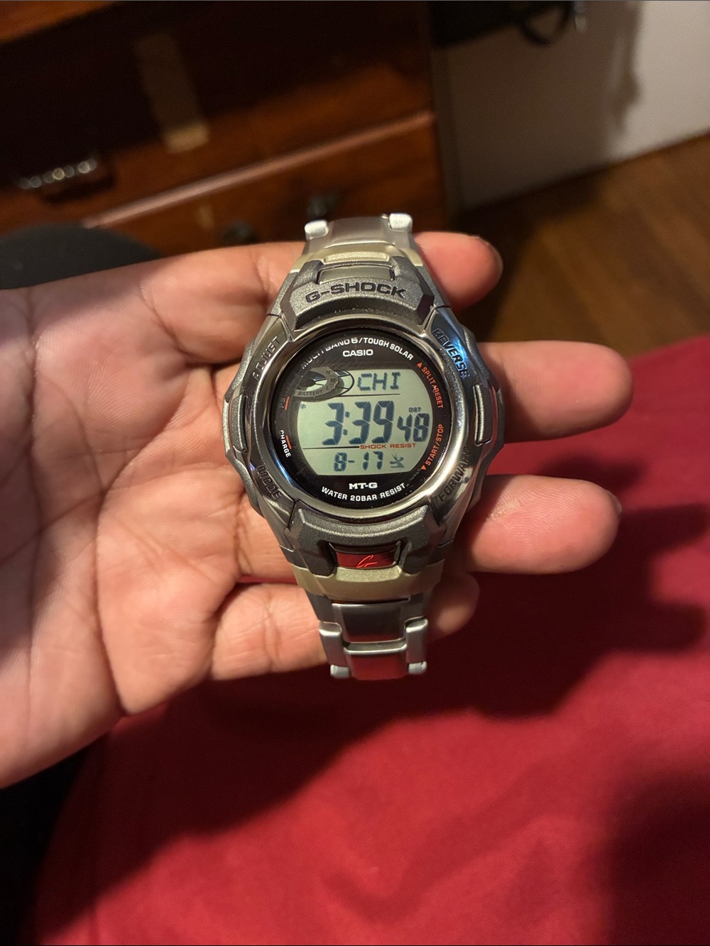Casio G-Shock MTG Silver Digital Watch with Black Dial Accents